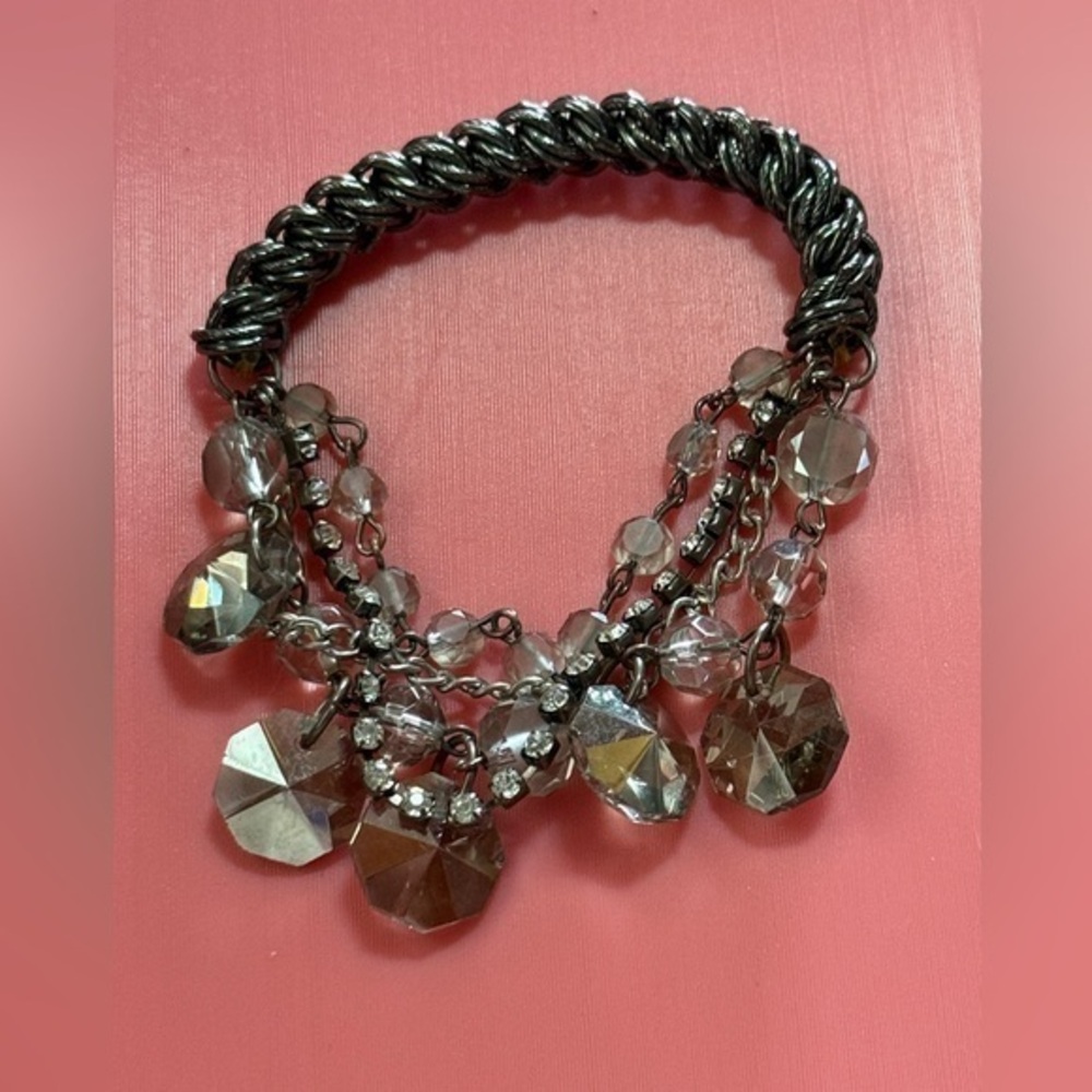 Chic Silver and Crystal Charm Bracelet